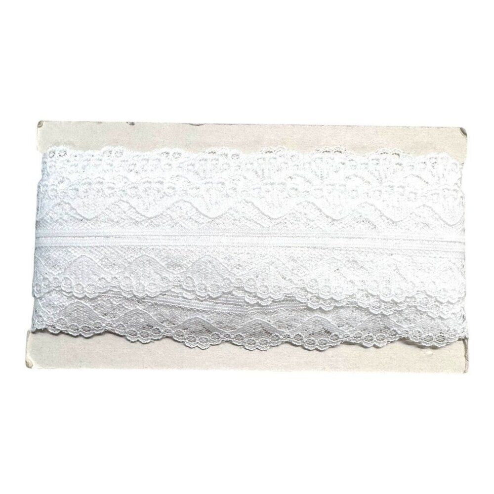 White Stretch Lace Trim 2 Inch Width Vintage Lot Double Scallop Lingerie Panty